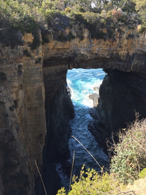 Tasmans Arch is all that's left of the roof of a large sea cave, carved out by the waves over thousands of years